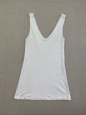 Michael Stars White V Neck Tank Top One Size USA Soft Stretch Basic